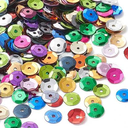 Plastic Loose Semi-cupped Sequins, Color Paillettes, Center Hole, 6~7mm, Hole: 1mm