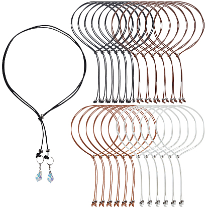 24 шт 4 цвета вощеные полиэстеровые шнуры ожерелья изготовление, с 304 разделительными бусинами из нержавеющей стали и латунными скользящими бусинами