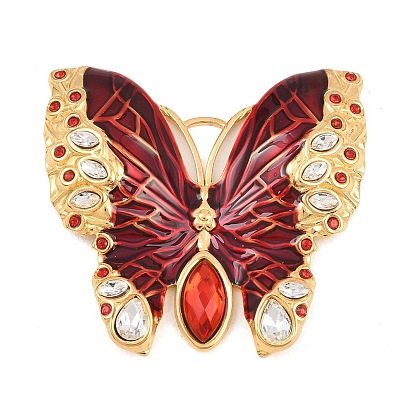 304 подвески из нержавеющей стали, бабочки прелести, с эмалью и горный хрусталь