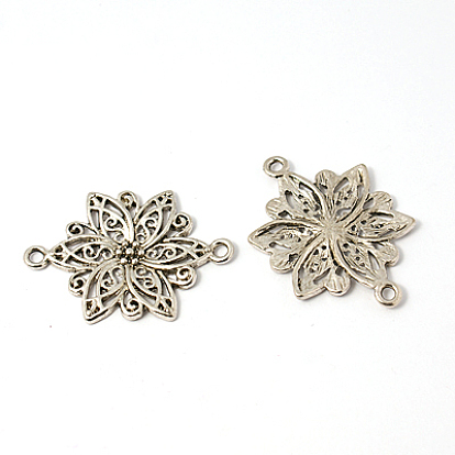 Tibetan Silver Links, Lead Free & Cadmium Free & Nickel Free, Flower