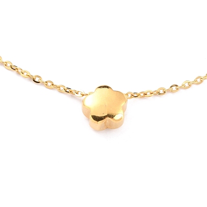 304 Stainless Steel Pendant Necklaces, with Cable Chains, Flower