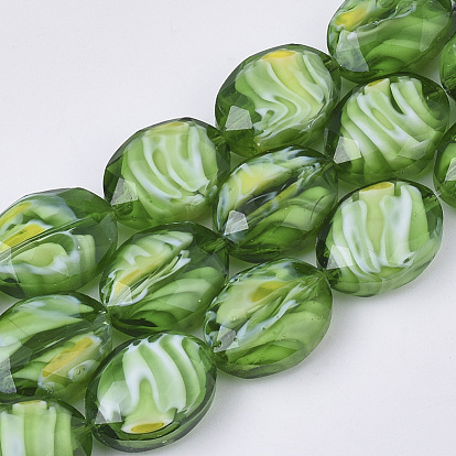 Glass Beads Strands, Faceted, Oval