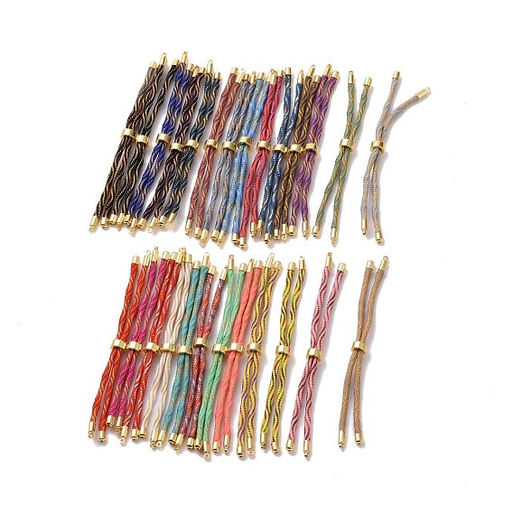 Bracelets argentés en corde de nylon, pour la fabrication de bracelets à breloques connecteurs, avec placage à crémaillère en laiton doré, plaqué longue durée, sans cadmium et sans plomb