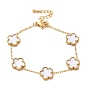 Resin Flower Link Chain Bracelet, Golden 304 Stainless Steel Bracelet