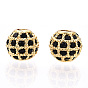 Rack Plating Brass Cubic Zirconia Beads, Long-Lasting Plated, Round