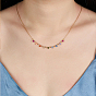 Colorful Cubic Zirconia Diamond Pendant Necklace, with 925 Sterling Silver Chains, with S925 Stamp