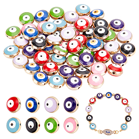 64Pcs 8 Colors Alloy Enamel Beads, Golden, Evil Eye