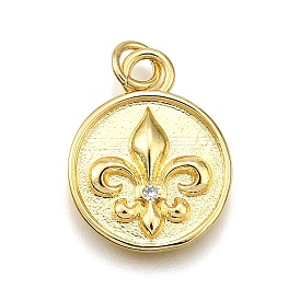 Стойка металлическая латунная микропрофилированная кубическая циркония подвески, Флер-де-Лис с плоским круглым, с целью перехода в кольце, без кадмия и без свинца, долговечный