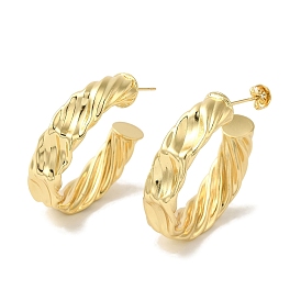 Rack Plating Twist Ring Brass Stud Earrings for Women, Cadmium Free & Lead Free, Long-Lasting Plated
