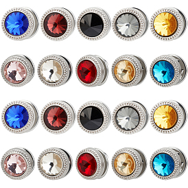 20шт. 2 пакеты 10 цвета, застежки для значков из полипропиленового пластика, плоско-круглые, со стразами