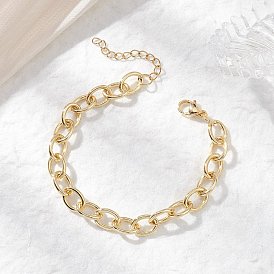 Латунные кабельные цепи браслеты для женщин, с 304 из нержавеющей стали Lobster Claw застежками