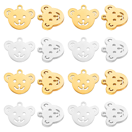Unicraftale 12Pcs 2 Colors Ion Plating(IP) 201 Stainless Steel Charms, Cut, Bear
