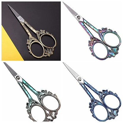 3 Chromium 13 Steel Scissors, Butterfly Pattern Craft Scissor, with Alloy Handle, for Needlework, Sewing