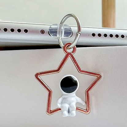 Star/Moon with Spaceman PVC Mobile Anti-Dust Plugs, for Apple Mobile Phone