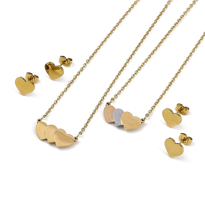 Вакуумное покрытие 304 и 201 комплекты ювелирных изделий из нержавеющей стали, подвесные ожерелья и серьги, сердце