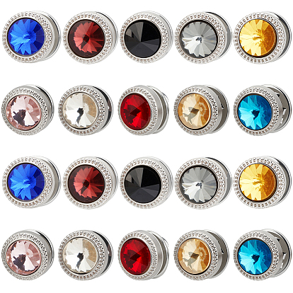 20шт. 2 пакеты 10 цвета, застежки для значков из полипропиленового пластика, плоско-круглые, со стразами