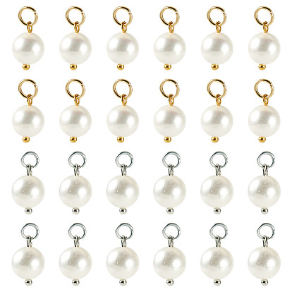 40 шт. 2 круглые подвески-жемчужины разных цветов, с 304 кольцами из нержавеющей стали, белые