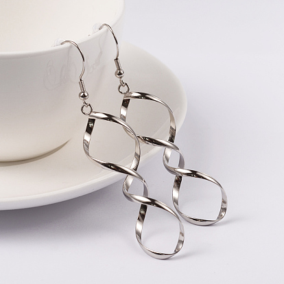 Helix 304 Stainless Steel Dangle Earrings, Hypoallergenic Earrings, 74mm, Pin: 0.8mm