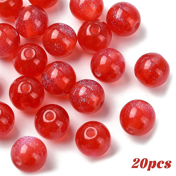 20шт круглые бусины из смолы с имитацией кошачьего глаза, с блеском порошок
