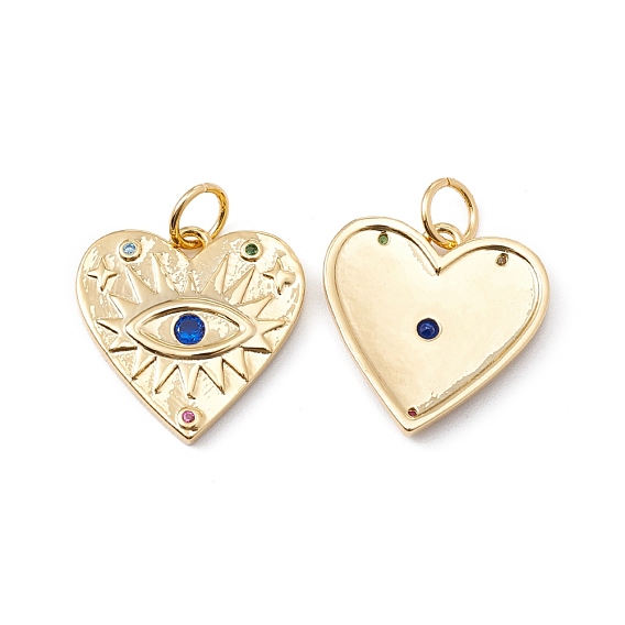 Реечное покрытие латунь микро паве разноцветные подвески из кубического циркония, с целью перехода в кольце, без кадмия, без никеля и без свинца, Сердце с глаз