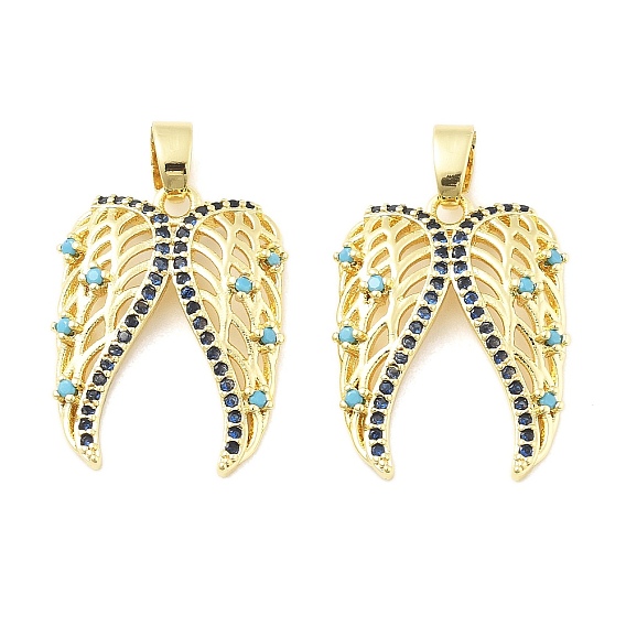 Крылья латунные микро проложены кубические циркониевые подвески