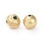 Brass Micro Pave Cubic Zirconia Beads, Round with Eye