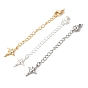 Удлинитель цепочки из латуни с микропаве и прозрачным кубическим цирконием, цепочки с застежками-карабинами и подвесками в виде звездочек