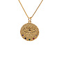 Gold-Plated Copper Zirconia Evil Eye Necklace with Fatima Hand Design