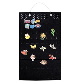 Felt & Plastic Jewelry Bag, with Polyester Cord & Iron Findings, Rectangle