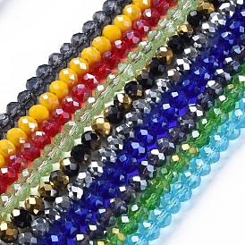  Electroplate Glass Beads Strands, Faceted, Oval
