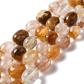 Quartz hématoïde jaune naturel/fils de perles de quartz guérisseur doré, ovale