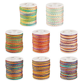 8 рулоны 8 цветовые сегменты окрашенный нейлоновый металлизированный шнур, для изготовления плетеных украшений
