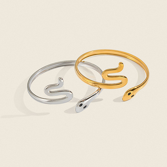 Европейские 304 браслеты-манжеты из нержавеющей стали для женщин, змея