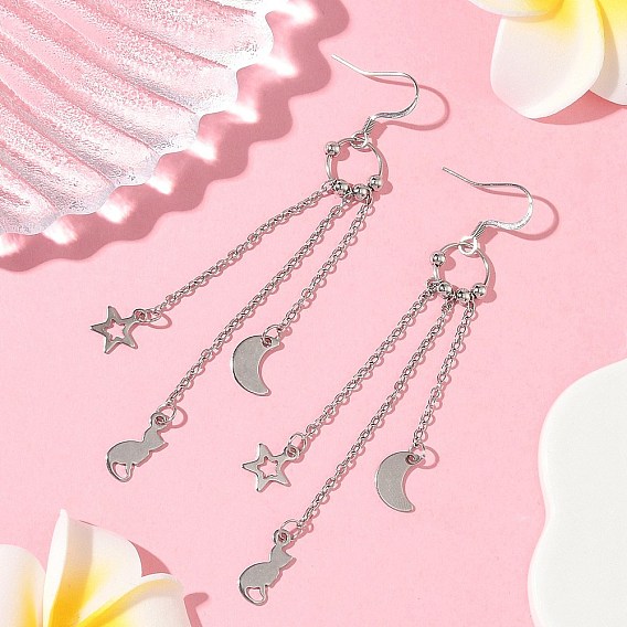 304 из нержавеющей стали болтаться серьги, с 201 нержавеющей стали, цвет нержавеющей стали