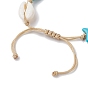 Natural Shell & Synthetic Turquoise Braided Bead Anklets