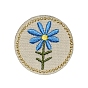 Broderie informatisée polyester coudre sur patchs, accessoires de costumes, rond plat avec motif fleur/arbre