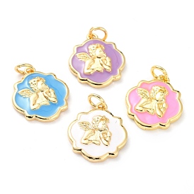 Настоящие 18 к позолоченные латунные подвески, с эмалью без кадмия и без свинца, долговечный, Амур