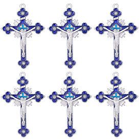10шт. сплав эмали большие подвески, Крест с Иисусом, для религии