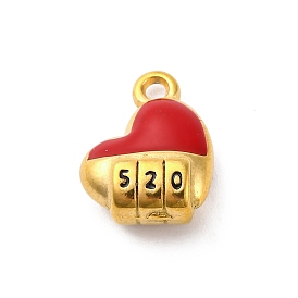 304 нержавеющей стальной эмали подвески, ионное покрытие (ip), реальный 18 k позолоченный, сердце с цифрой 520 подвески