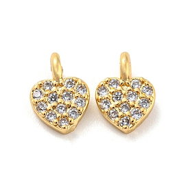 Rack Plating Brass Micro Pave Cubic Zirconia Charms, 
Long-Lasting Plated, Cadmium Free & Lead Free, Heart