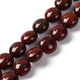 Natural Red Rainbow Jasper Beads Strands, Flat Round