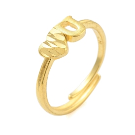 Heart & Letter U Brass Adjustable Rings for Women