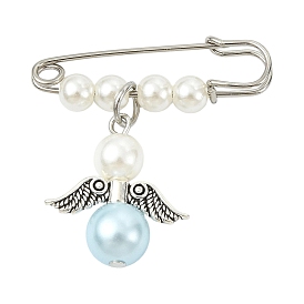 Broche épingle de sûreté en fer, broches en alliage avec perles en plastique ABS, ange