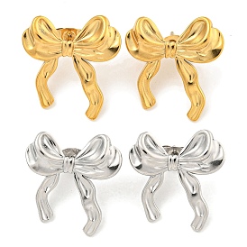 Ионное покрытие (ip) 304 серьги-гвоздики из нержавеющей стали для женщин, бантом