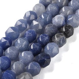 Natural Blue Aventurine Beads Strands, Star Cut Round Beads
