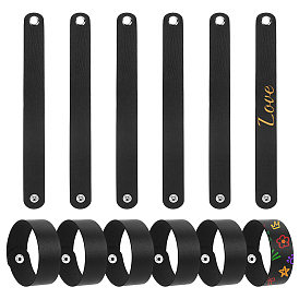 PU Imitation Leather Cord Bracelets, Iron Snap Bracelets for Men Women