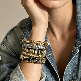 Armreif-Sets mit Perlen aus einer Legierung für Damen, stapelbare Armreifen