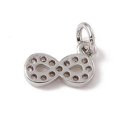 Brass Micro Pave Cubic Zirconia Charms, with Jump Rings, Infinity Charm
