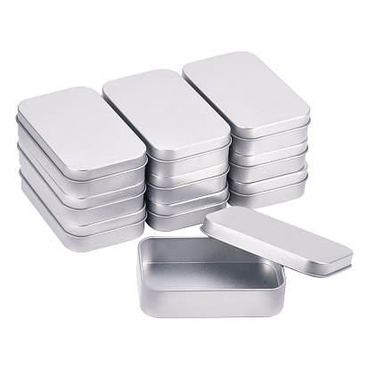 Iron Tins Cans, Storage Containers for Jewelry Beads, Candies, with Lid, Rectangle