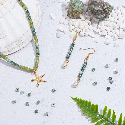 Perles de jaspe tache verte naturelle, perles heishi, Plat rond / disque